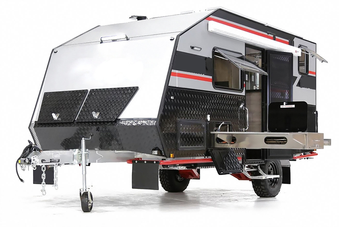 Luxury Hardtop Folding Campers For Sale With Monolithic Aluminium Roof Lockable Folding Bar Wood Grain Floor