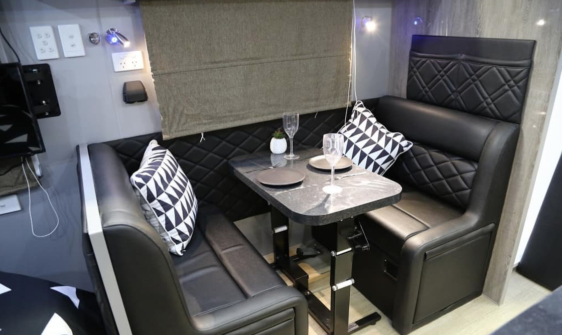 Luxury Hardtop Folding Campers For Sale With Monolithic Aluminium Roof Lockable Folding Bar Wood Grain Floor