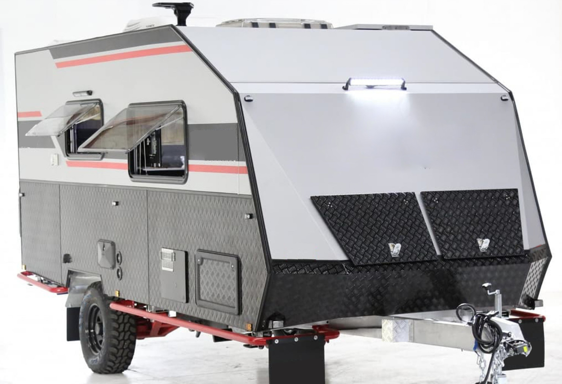 Luxury Hardtop Folding Campers For Sale With Monolithic Aluminium Roof Lockable Folding Bar Wood Grain Floor
