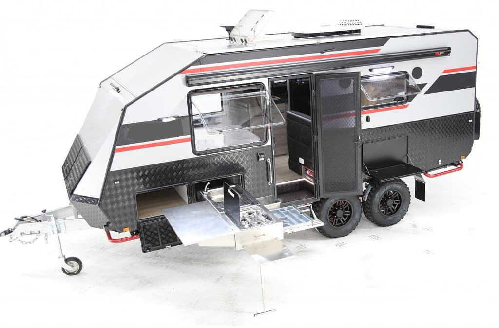 Luxury Big Hardtop Camp Trailer Motorhome With Toilet Kit Aluminum Spread Panel Air Conditioner Solar Panel