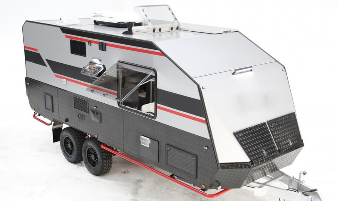 Luxury Big Hardtop Camp Trailer Motorhome With Toilet Kit Aluminum Spread Panel Air Conditioner Solar Panel