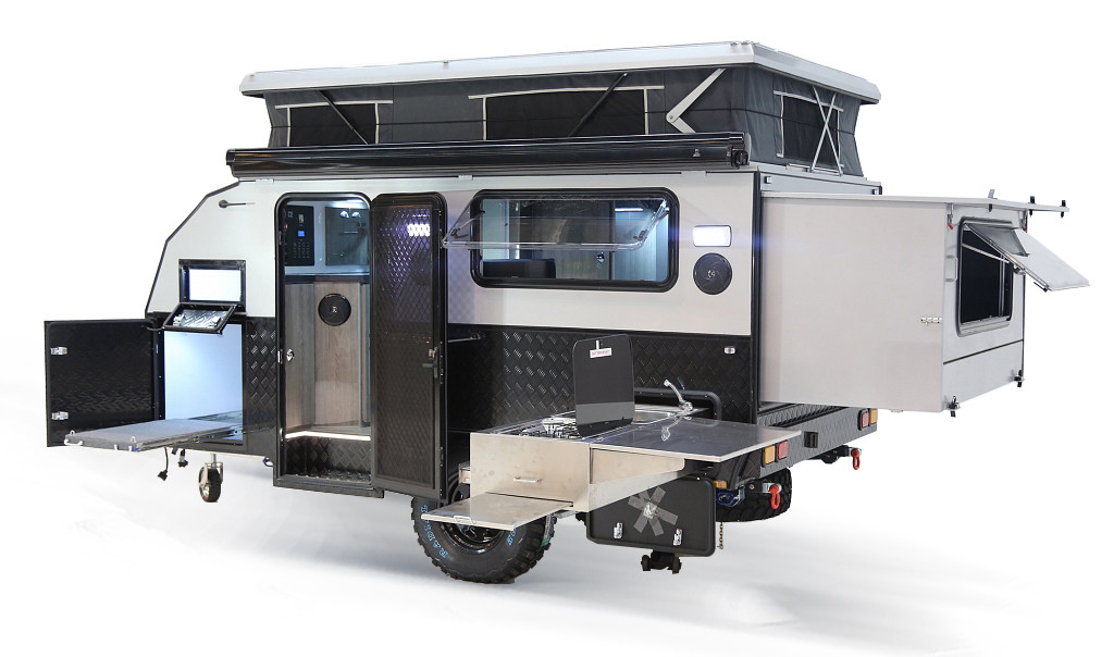 Small Hard Top Campers For Sale With LED Lights Manual Awnings Safety Locks