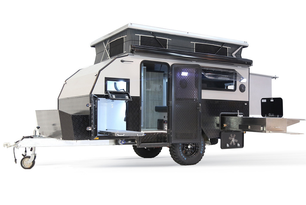 Small Hard Top Campers For Sale With LED Lights Manual Awnings Safety Locks