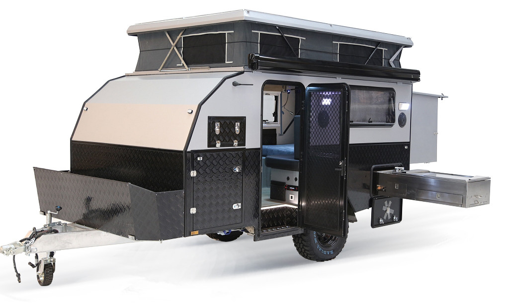 Small Hard Top Campers For Sale With LED Lights Manual Awnings Safety Locks