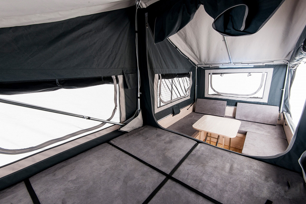 4 3 2 Person Tent Trailer Mounted Off Road RV Variety All-Terrain Tires Large Sleeping Area Complete Water System